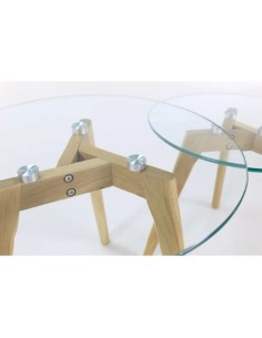 Tables basses gigognes en verre et chêne massif 2
