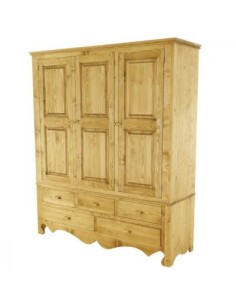 Armoire 3 portes 5 tiroirs pin huilé