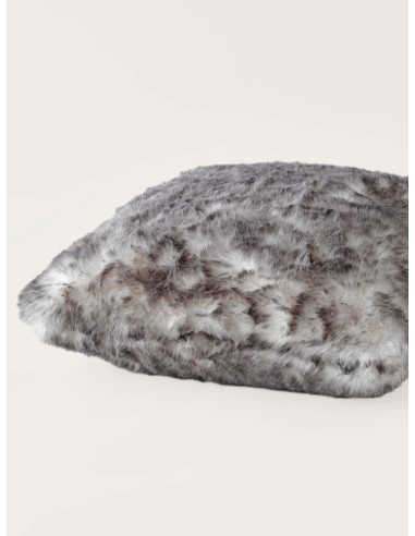 Coussin Fausse Fourrure Sensation Gris