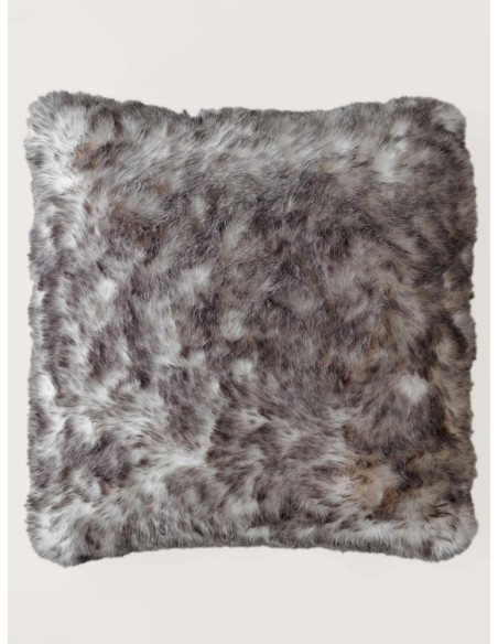 Coussin Fausse Fourrure Sensation Gris