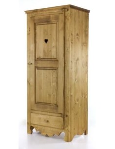 Bonnetière 1 porte 1 tiroir en pin massif huilé