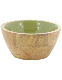 Corbeille en bois de manguier et résine. 2 coloris assortis : jaune et 2