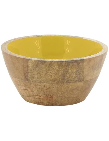 Corbeille en bois de manguier et résine. 2 coloris assortis : jaune et