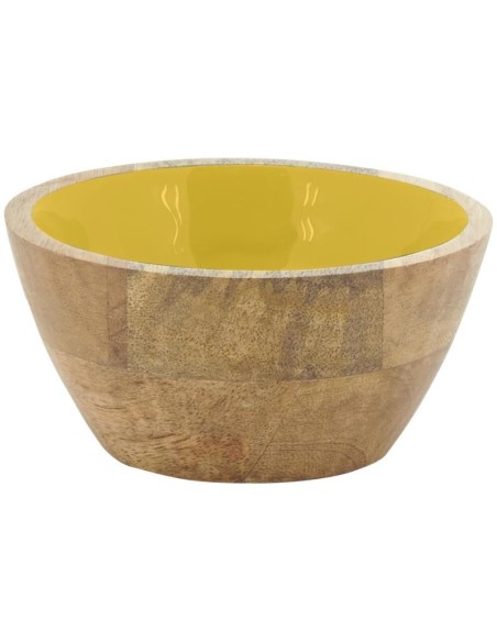 Corbeille en bois de manguier et résine. 2 coloris assortis : jaune et