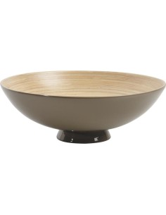 Corbeille sur pied en bambou laqué. Couleur taupe.