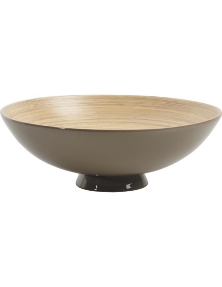 Corbeille sur pied en bambou laqué. Couleur taupe.