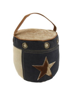 Cale porte en coton décoré d'œillets et empiècements de peau de vache