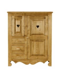 Armoirette 2 portes et 3 tiroirs en pin massif