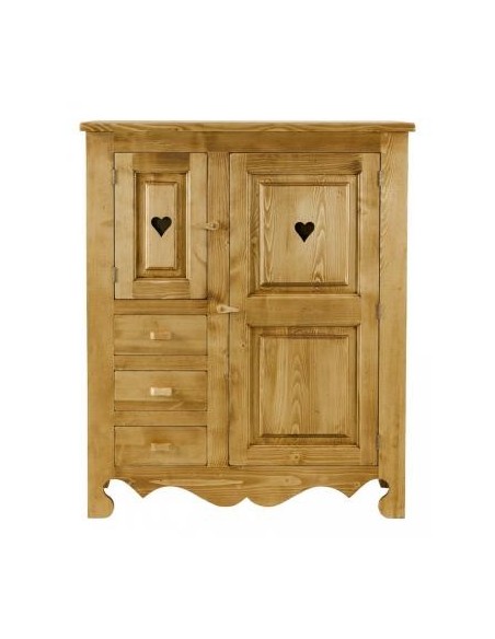 Armoirette 2 portes et 3 tiroirs en pin massif