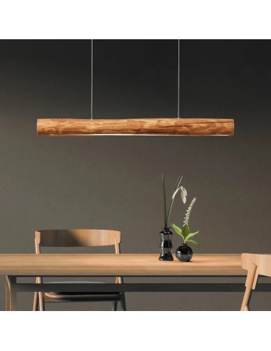 Suspension bois clair avec variation de luminosité
