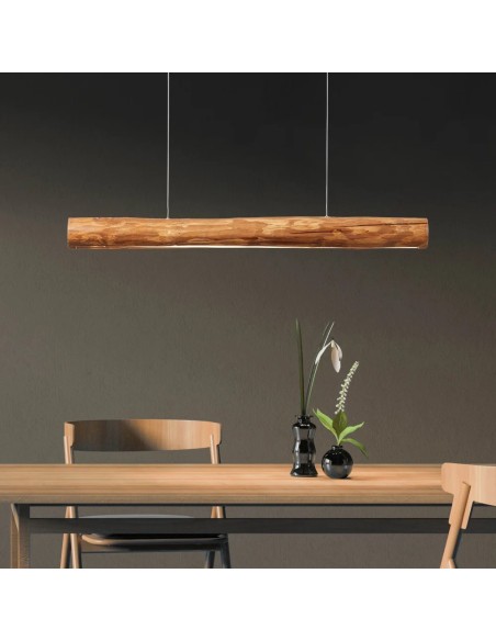 Suspension bois clair avec variation de luminosité
