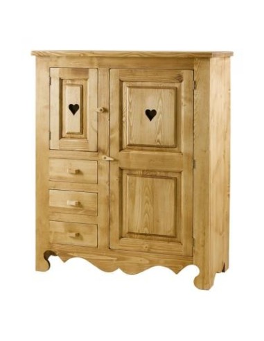 Armoirette 2 portes et 3 tiroirs en pin massif