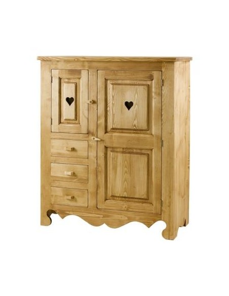 Armoirette 2 portes et 3 tiroirs en pin massif
