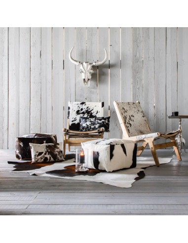 Chaise relax vache noir/blanc