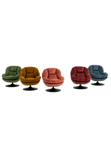 Fauteuil pivotant en velours ocre