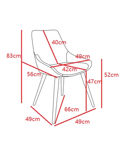 Chaise repas en tissu Cognac pied chêne foncé