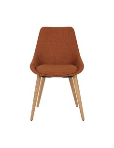 Chaise repas en tissu Cognac pied chêne foncé