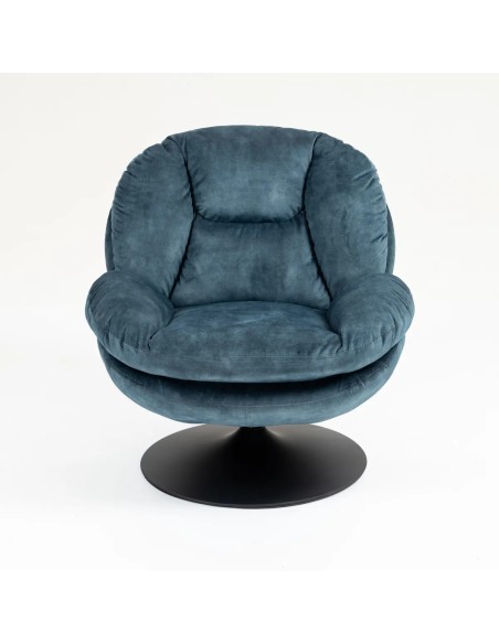 Fauteuil pivotant en velours bleu