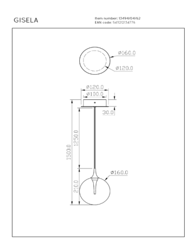 GISELA - Suspension - Ø 16 cm - LED - 1x5W 2700K - Ambre