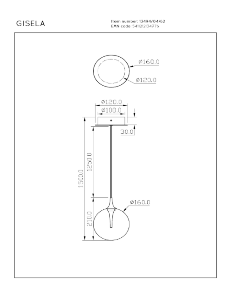 GISELA - Suspension - Ø 16 cm - LED - 1x5W 2700K - Ambre