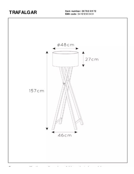 TRAFALGAR - Lampadaire - Ø 48 cm - 1xE27 - Naturel