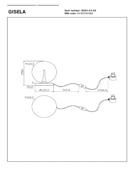 Premium GISELA - Lampe de table - Ø 16 cm - LED Dim. - 1x5W 2700K - Tr