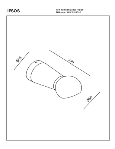 IPSOS Applique mur. SdBain-Noir-LED-6W-2700K-IP54