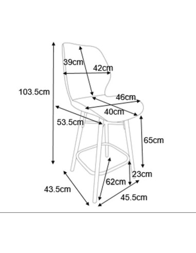 Chaise snack tissu soft touch acajou