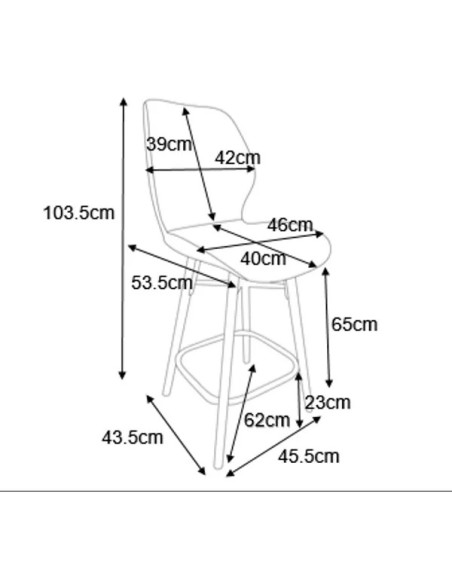 Chaise snack tissu soft touch acajou
