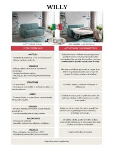 Canapé convertible Willy Couchage 140 Matelas 18cm 2