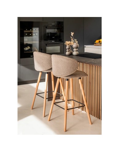 Chaise snack tissu effet laine bouclette taupe