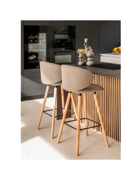 Chaise snack tissu effet laine bouclette taupe