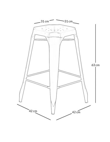 Tabouret snack métail vieilli