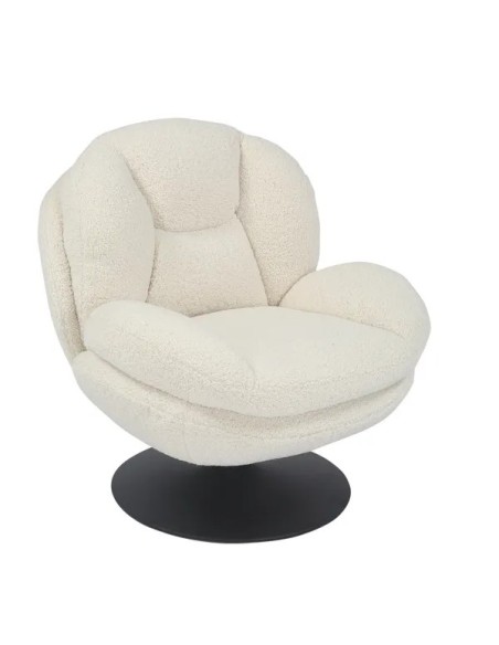 Fauteuil pivotant effet bouclette blanc