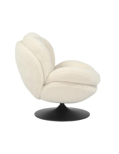 Fauteuil pivotant effet bouclette blanc