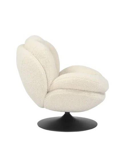 Fauteuil pivotant effet bouclette blanc
