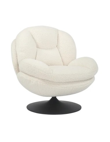 Fauteuil pivotant effet bouclette blanc