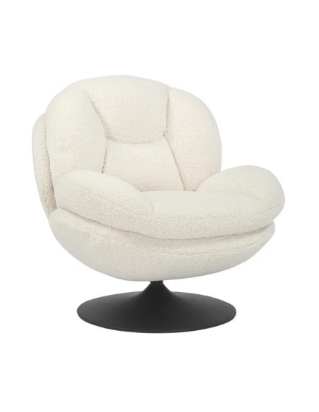 Fauteuil pivotant effet bouclette blanc