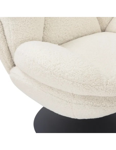 Fauteuil pivotant effet bouclette blanc
