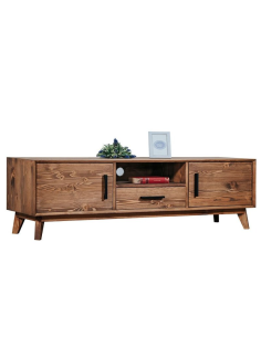 Meuble TV  2 portes 1 tiroir et niche, Bois massif 2