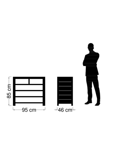 Commode 5 tiroirs, Bois massif