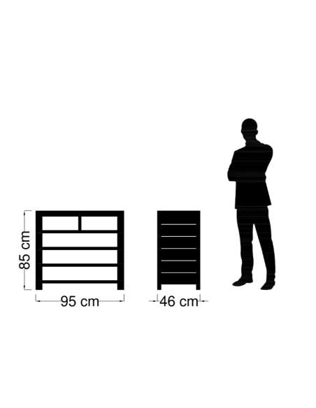Commode 5 tiroirs, Bois massif