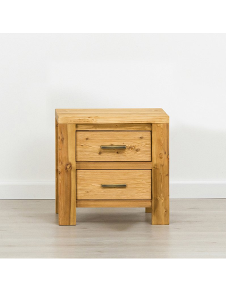 Chevet 2 tiroirs, Bois massif
