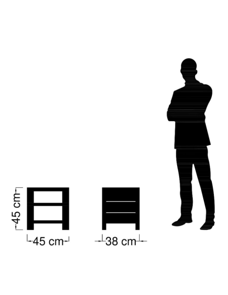 Chevet 2 tiroirs, Bois massif