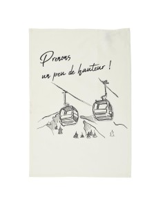 Set de 2 torchons ski/téléphérique "une bouffée d’air frais"/"prenons