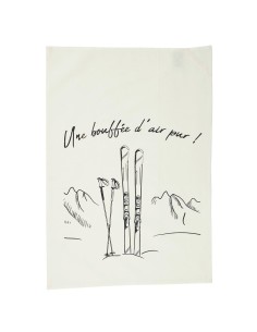 Set de 2 torchons ski/téléphérique "une bouffée d’air frais"/"prenons 2