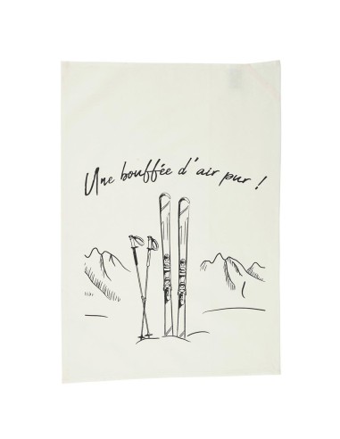 Set de 2 torchons ski/téléphérique "une bouffée d’air frais"/"prenons