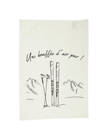 Set de 2 torchons ski/téléphérique "une bouffée d’air frais"/"prenons