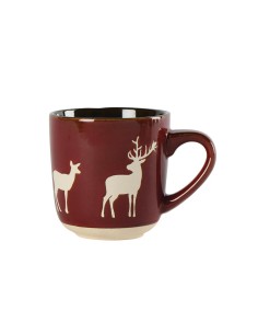 Mug bordeaux motif cerfs écrus