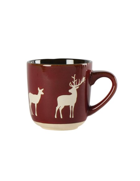 Mug bordeaux motif cerfs écrus